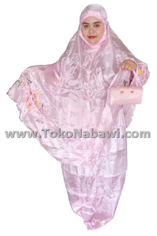 Mukena Parasut Parasit Pita Lukis Jumbo/Oleh Oleh Haji & Umroh - pink